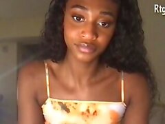 pretty black trans babe teases on webcam