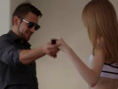 Blonde shemale throats and butt fucked by her stepbrother