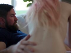 Pink haired TS Mimi Oh rimjob and analed by her stepdaddy