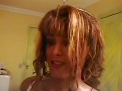 Pretty Wife Cream Sprayed By Husband And Hung Blonde Transsexual