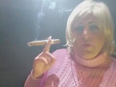 Tgirl Virginia smoking a big cigar