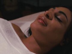 Busty latina shemale Eva Maxim sucks masseurs bbc