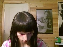 Sissy drinks her piss on cam