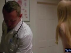 Super slim ts Crystal Thayer tight asshole gets banged in the clinic