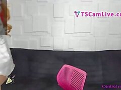 Sexy Milf TS with BigBoobs Cumming doing a Web Cam Show