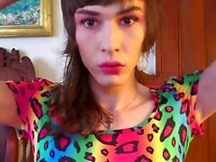 Blonde tranny shemale solo masturbation