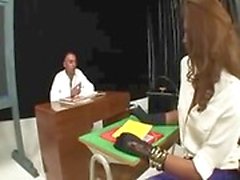 Tranny drills her teachers ass on a table